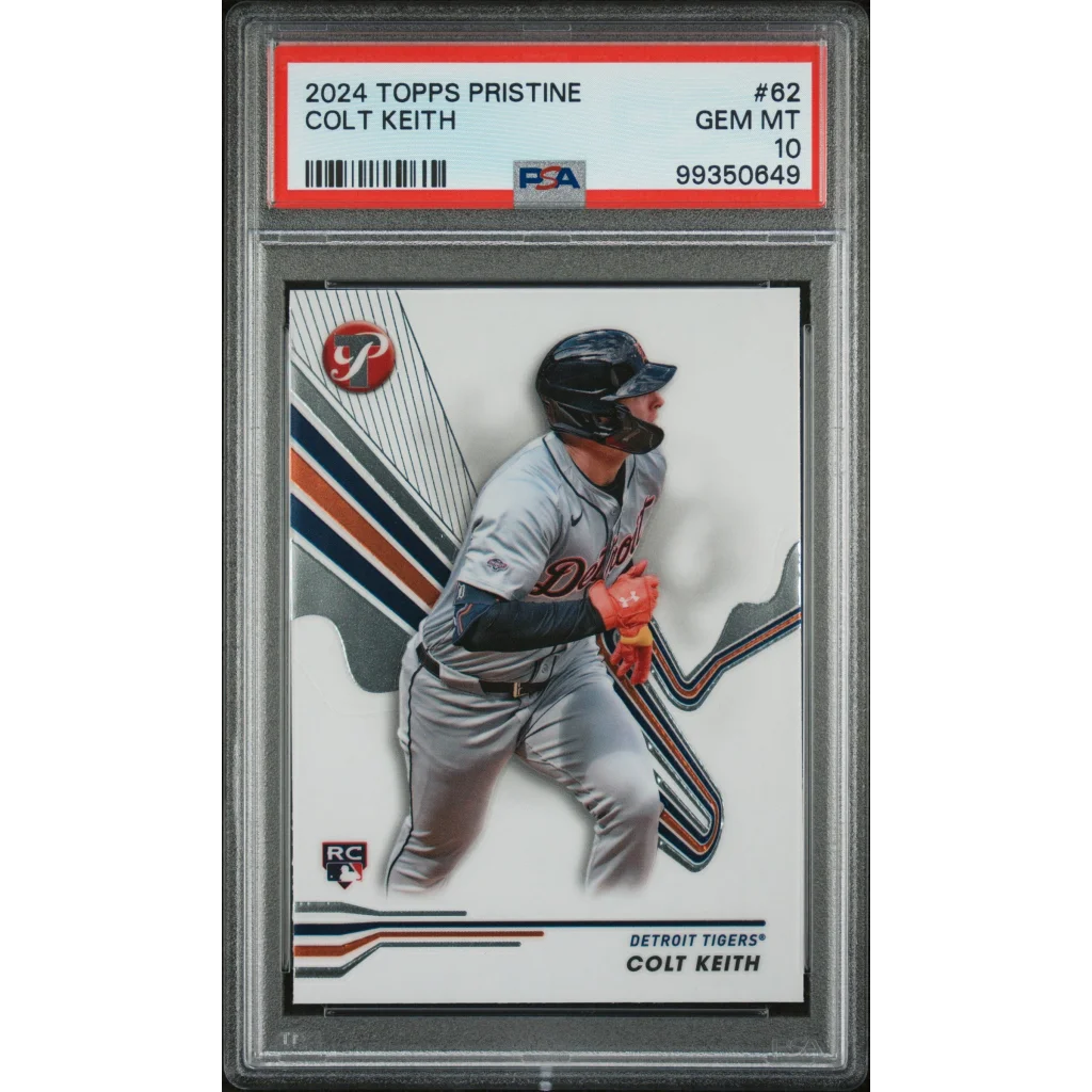PSA Graded 2024 Topps Pristine Colt Keith baseball card showing detailed front view