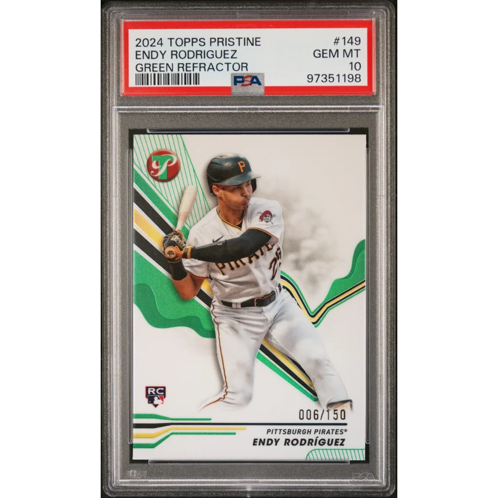 Graded 2024 Topps Pristine Endy Rodriguez #149 Green Refractor /150 Rookie RC Baseball Card PSA 10 Gem Mint | Hall of Fame Sports Memorabilia | vintageantiquesgifts.com
