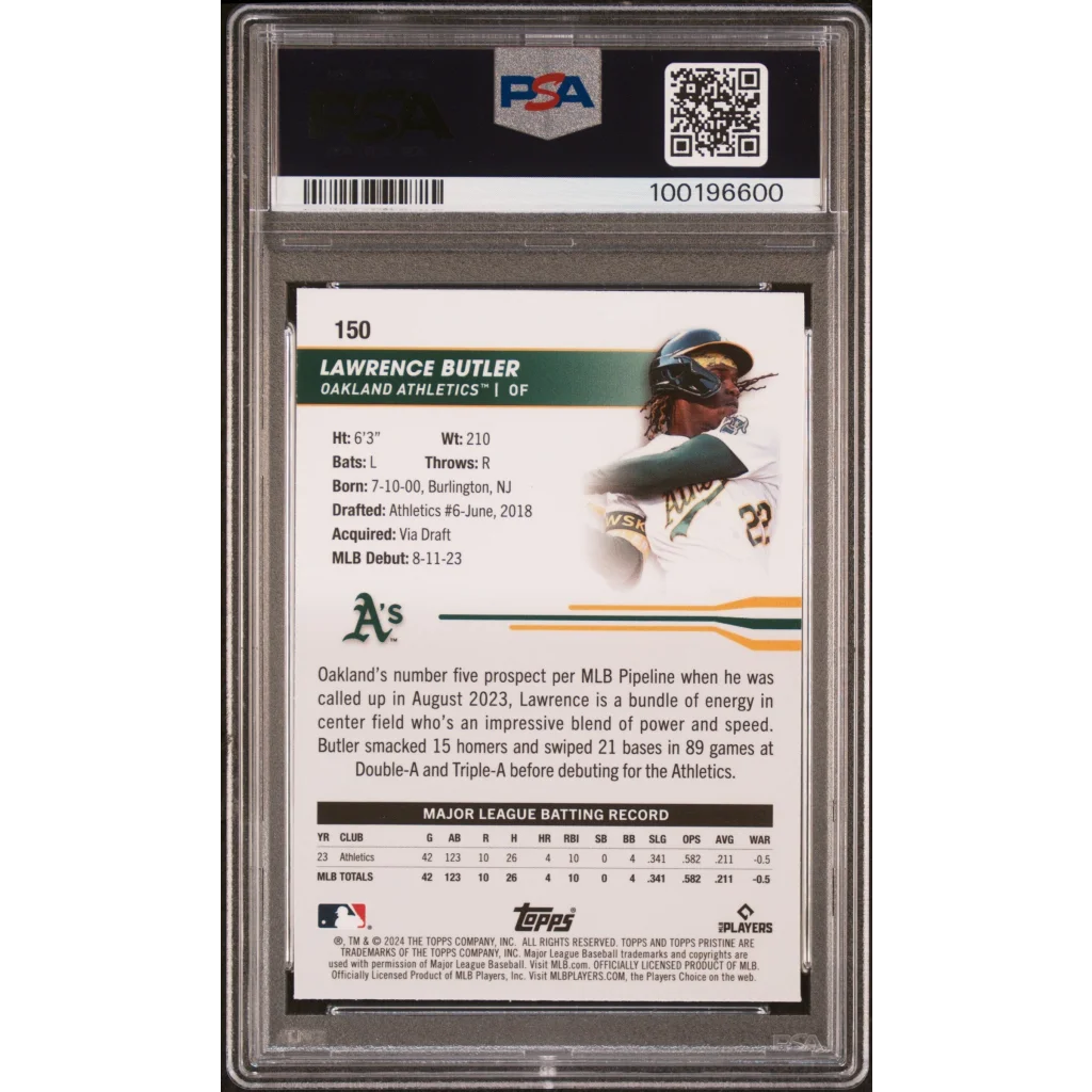Graded 2024 Topps Pristine Lawrence Butler Baseball Card in PSA holder
