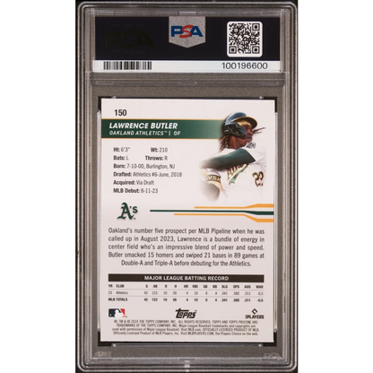 Graded 2024 Topps Pristine Lawrence Butler Baseball Card in PSA holder