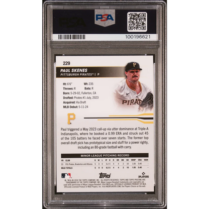 Graded PSA 10 GEM MINT Paul Skenes 2024 Topps Pristine Rookie Card image