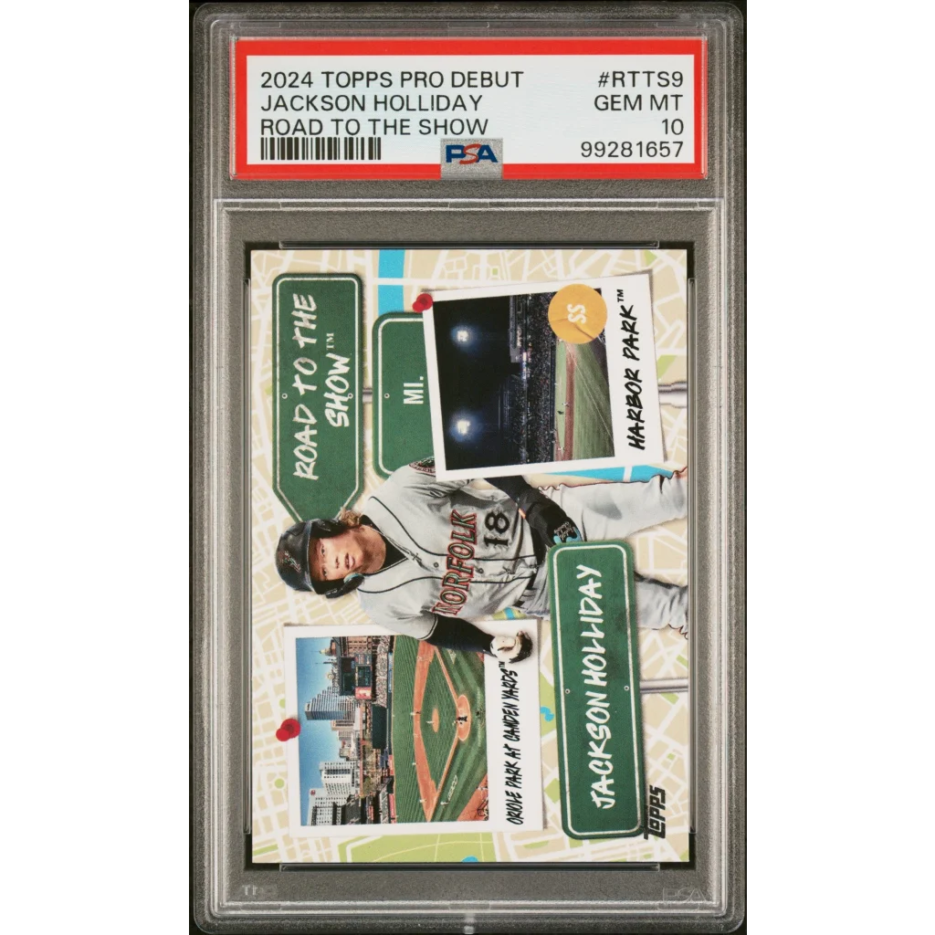 Graded 2024 Topps Pro Debut Jackson Holliday #RTTS9 Road to the Show Rookie RC Baseball Card PSA 10 Gem Mint | Hall of Fame Sports Memorabilia | vintageantiquesgifts.com