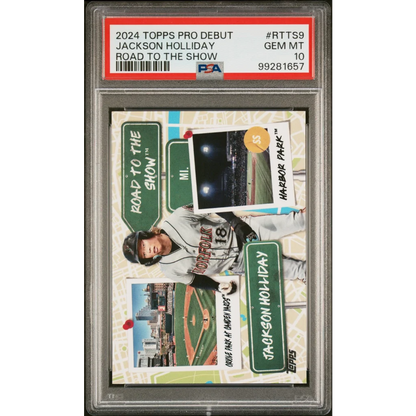 Graded 2024 Topps Pro Debut Jackson Holliday #RTTS9 Road to the Show Rookie RC Baseball Card PSA 10 Gem Mint | Hall of Fame Sports Memorabilia | vintageantiquesgifts.com