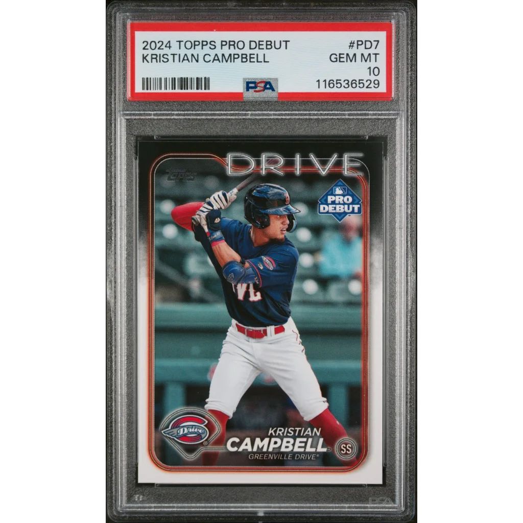Graded 2024 Topps Pro Debut Kristian Campbell #PD7 Rookie RC Baseball Card PSA 10 Gem Mint | Hall of Fame Sports Memorabilia | vintageantiquesgifts.com