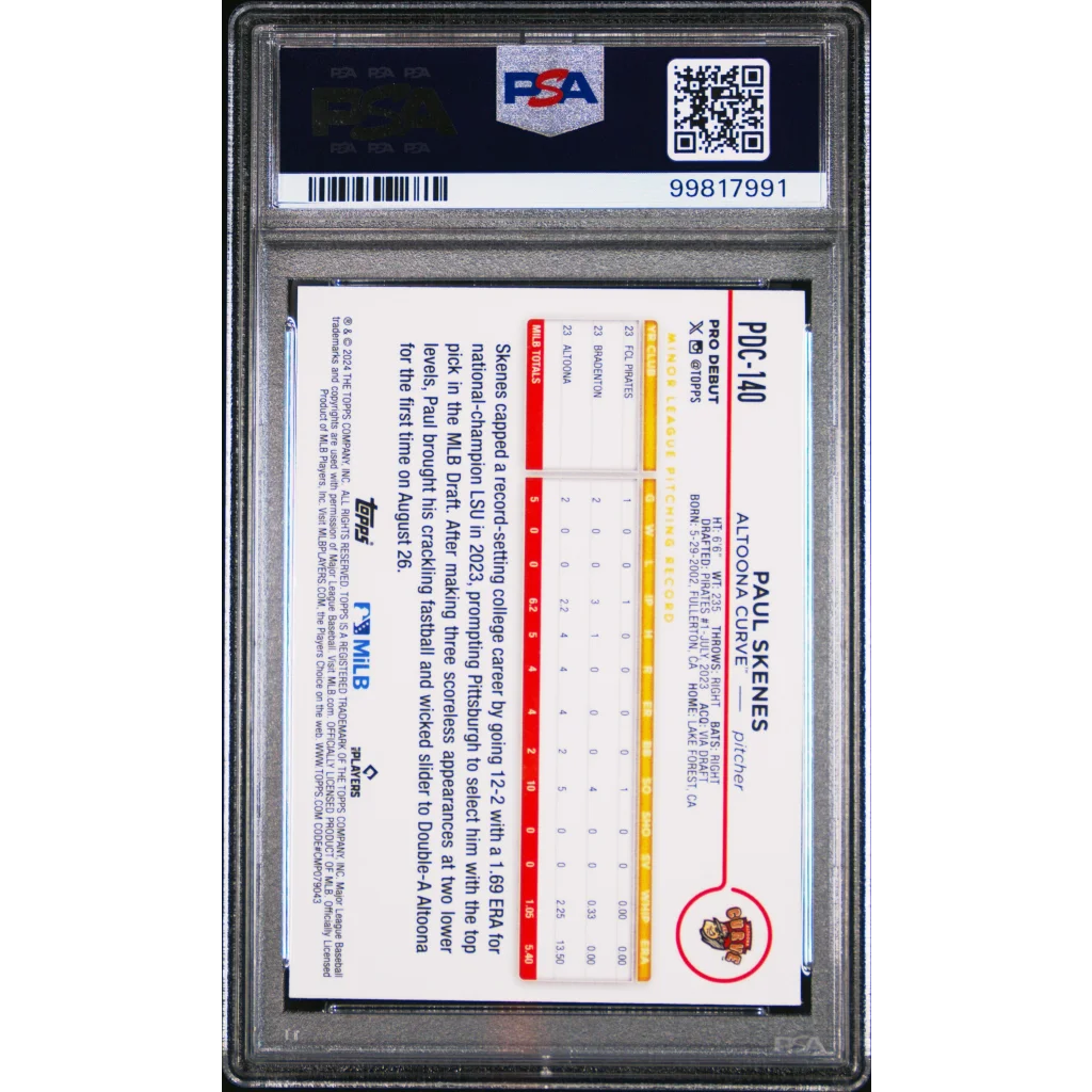 PSA 10 Graded 2024 Topps Pro Debut Paul Skenes Chrome Rookie Card