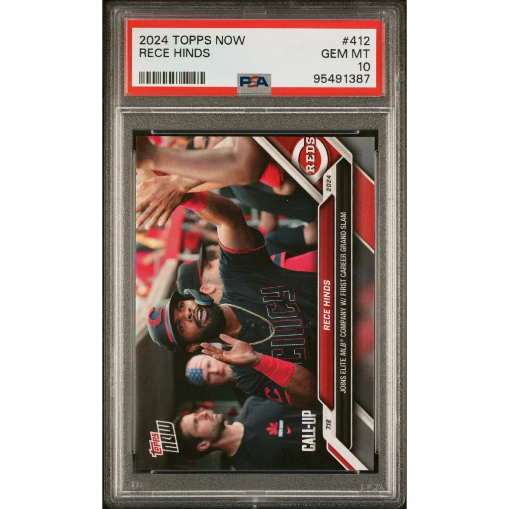 Graded 2024 Topps Now Rece Hinds #412 Rookie RC Baseball Card PSA 10 Gem Mint | Hall of Fame Sports Memorabilia | vintageantiquesgifts.com