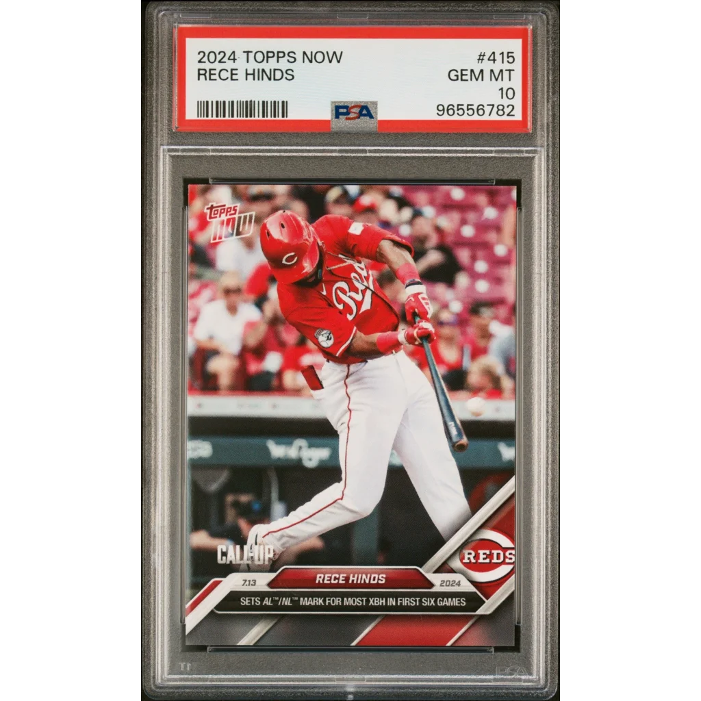 Graded 2024 Topps Now Rece Hinds #415 Rookie RC Baseball Card PSA 10 Gem Mint | Hall of Fame Sports Memorabilia | vintageantiquesgifts.com