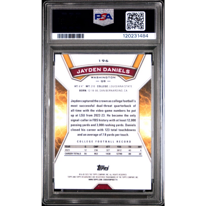 Graded 2024 Topps Resurgence Jayden Daniels #196 Rookie RC Football Card PSA 10 Gem Mint | PSA 10 Gem Mint Graded Rookie Card | vintageantiquesgifts.com