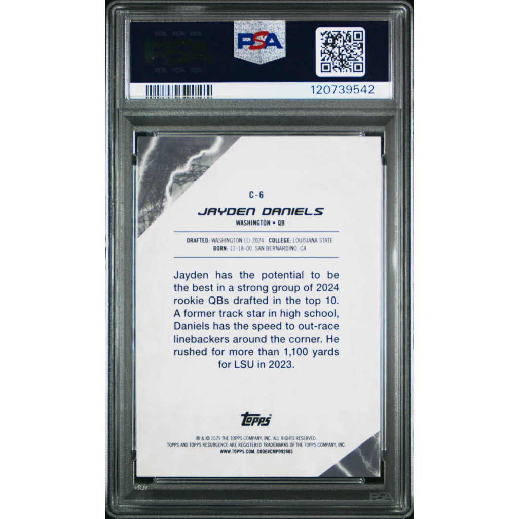 Graded 2024 Topps Resurgence Jayden Daniels #C6 Conductors Rookie RC Football Card PSA 10 Gem Mint | PSA 10 Gem Mint Graded Rookie Card | vintageantiquesgifts.com