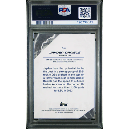 Graded 2024 Topps Resurgence Jayden Daniels #C6 Conductors Rookie RC Football Card PSA 10 Gem Mint | PSA 10 Gem Mint Graded Rookie Card | vintageantiquesgifts.com