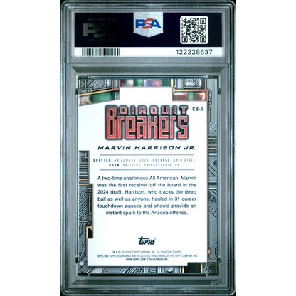Graded 2024 Topps Resurgence Marvin Harrison Jr #CB1 Circuit Breakers Teal Surge /150 Rookie RC Football Card PSA 10 Gem Mint | PSA 10 Gem Mint Graded Rookie Card | vintageantiquesgifts.com