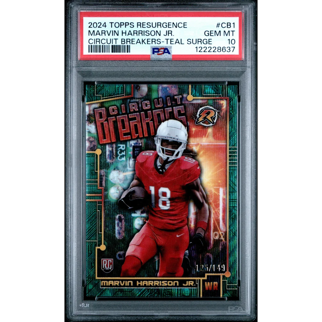 Graded 2024 Topps Resurgence Marvin Harrison Jr #CB1 Circuit Breakers Teal Surge /150 Rookie RC Football Card PSA 10 Gem Mint | Hall of Fame Sports Memorabilia | vintageantiquesgifts.com