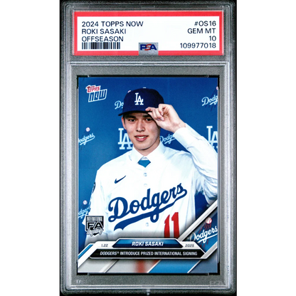 Graded 2024 Topps Now Roki Sasaki #OS16 Offseason Rookie RC Baseball Card PSA 10 Gem Mint | Hall of Fame Sports Memorabilia | vintageantiquesgifts.com