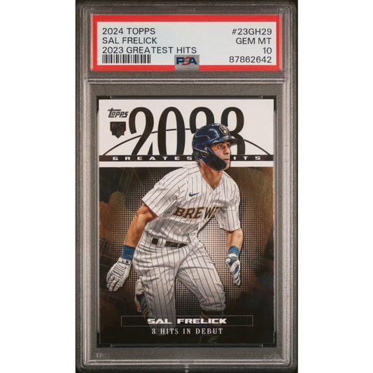 PSA graded Sal Frelick Greatest Hits Rookie Card 2024 Topps baseball card ready to ship