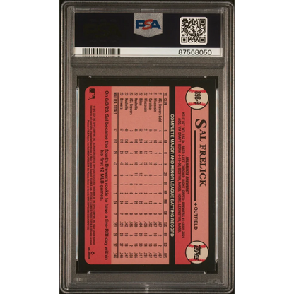 A graded PSA 10 Sal Frelick 2024 Topps 1989 Design Baseball Card Gem Mint