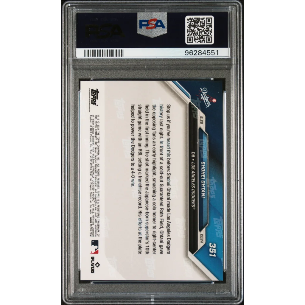 PSA 10 Graded 2024 Topps Now Shohei Ohtani #351 Blue White Card in Slab
