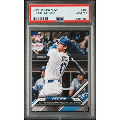 Graded PSA 10 Gem Mint 2024 Topps Now Shohei Ohtani #351 RBI Record Card