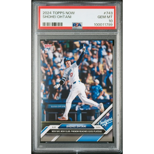 Graded 2024 Topps Now Shohei Ohtani #743 Phenom Reaches 53/53 Plateau Baseball Card PSA 10 Gem Mint | Hall of Fame Sports Memorabilia | vintageantiquesgifts.com
