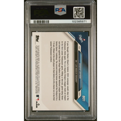 Graded 2024 Topps Now Shohei Ohtani PSA 10 gem mint baseball card in slab