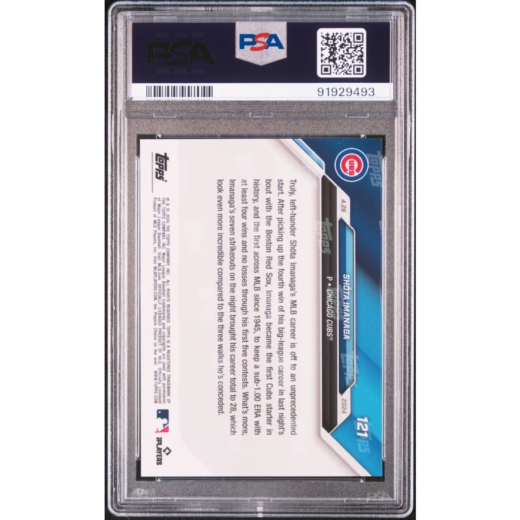 Graded PSA 10 2024 Topps Now Shota Imanaga #121 Rookie Card Slabbed