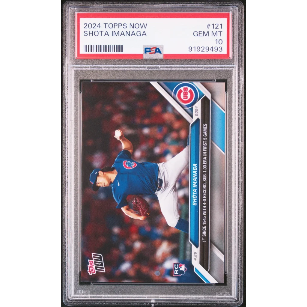 PSA 10 Gem Mint 2024 Topps Now Shota Imanaga Rookie Cubs Card Slabbed
