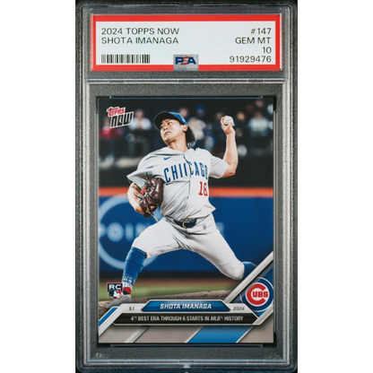 Graded PSA 10 2024 Topps Now Shota Imanaga #147 Rookie Card Mid-Pitch