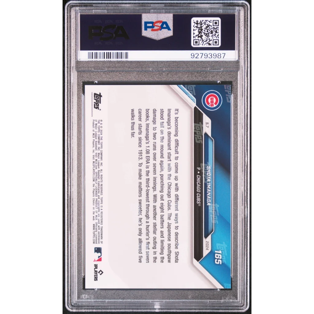 Graded PSA 10 2024 Topps Now Shota Imanaga #165 Rookie RC Card