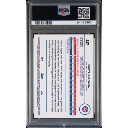 Graded 2024 Topps Shota Imanaga #442 Rookie RC Baseball Card PSA 10 Gem Mint | PSA 10 Gem Mint Graded Rookie Card | vintageantiquesgifts.com