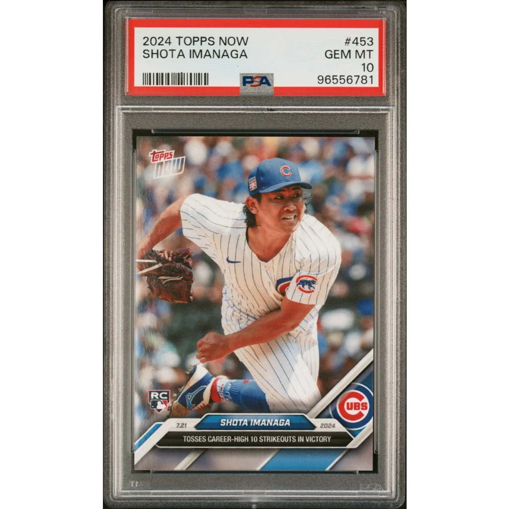 PSA-graded 2024 Topps Now Shota Imanaga baseball card GEM MT 10