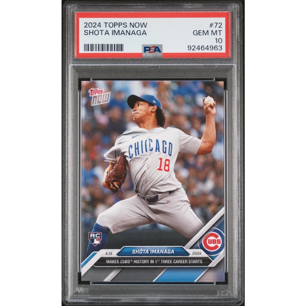 Graded 2024 Topps Now Shota Imanaga #72 Rookie RC Baseball Card PSA 10 Gem Mint | Hall of Fame Sports Memorabilia | vintageantiquesgifts.com