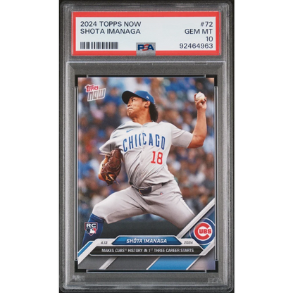 Graded 2024 Topps Now Shota Imanaga #72 Rookie RC Baseball Card PSA 10 Gem Mint | Hall of Fame Sports Memorabilia | vintageantiquesgifts.com