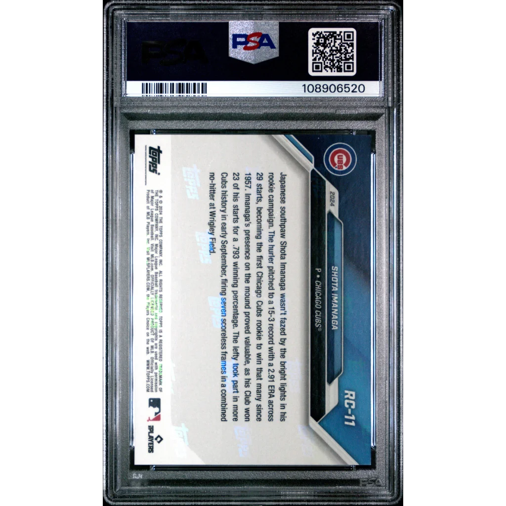 Graded 2024 Topps Now Shota Imanaga #RC11 Rookie Cup Team Set Rookie RC Baseball Card PSA 10 Gem Mint | PSA 10 Gem Mint Graded Rookie Card | vintageantiquesgifts.com