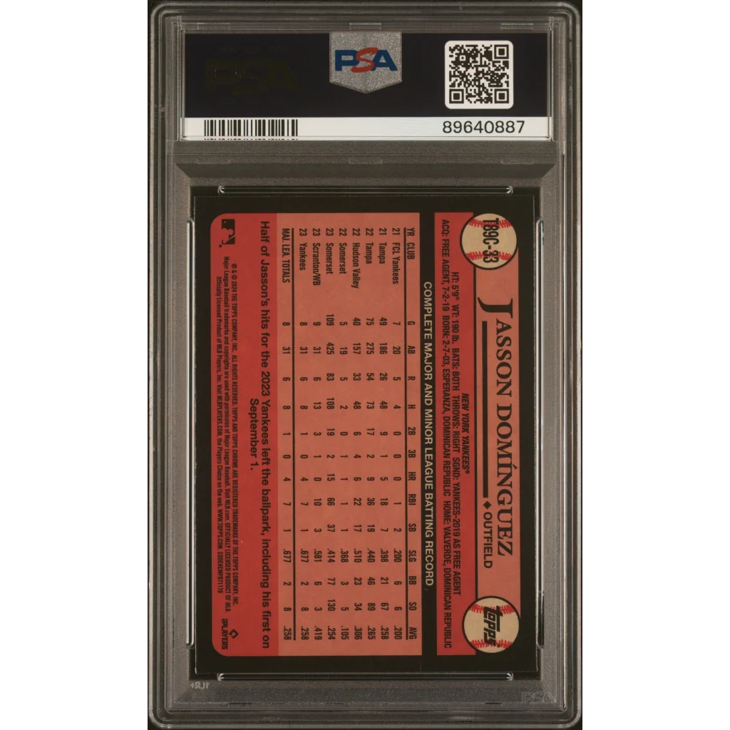 Graded baseball card PSA of Jasson Dominguez from Silver Pack Jasson Topps 2024