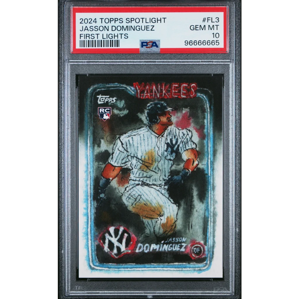 Graded 2024 Topps Spotlight Jasson Dominguez First Lights baseball card GEM MT 10