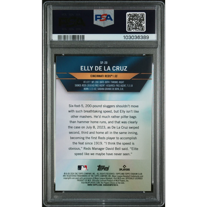 Graded 2024 Topps Stadium Club Elly De La Cruz #SF20 Special Forces Rookie RC Baseball Card PSA 10 Gem Mint | PSA 10 Gem Mint Graded Rookie Card | vintageantiquesgifts.com