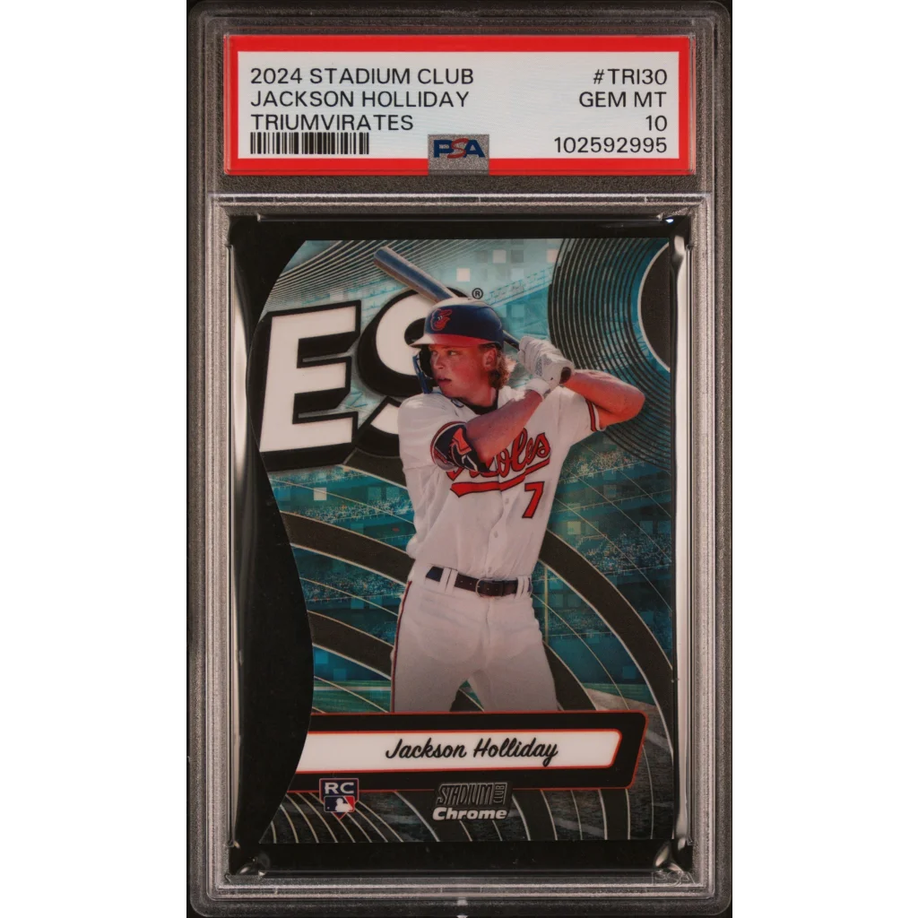 Graded 2024 Topps Stadium Club Jackson Holliday #TRI30 Triumvirates Rookie RC Baseball Card PSA 10 Gem Mint | Hall of Fame Sports Memorabilia | vintageantiquesgifts.com