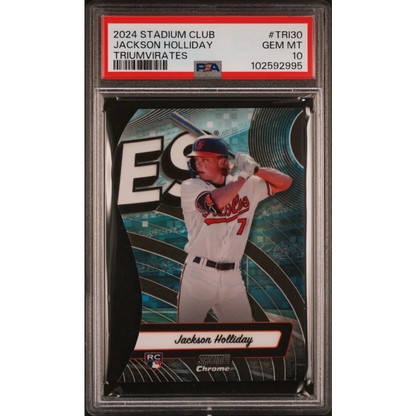 Graded 2024 Topps Stadium Club Jackson Holliday #TRI30 Triumvirates Rookie RC Baseball Card PSA 10 Gem Mint | Hall of Fame Sports Memorabilia | vintageantiquesgifts.com