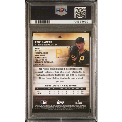 PSA graded Paul Skenes 2024 Stadium Club baseball card for collectors