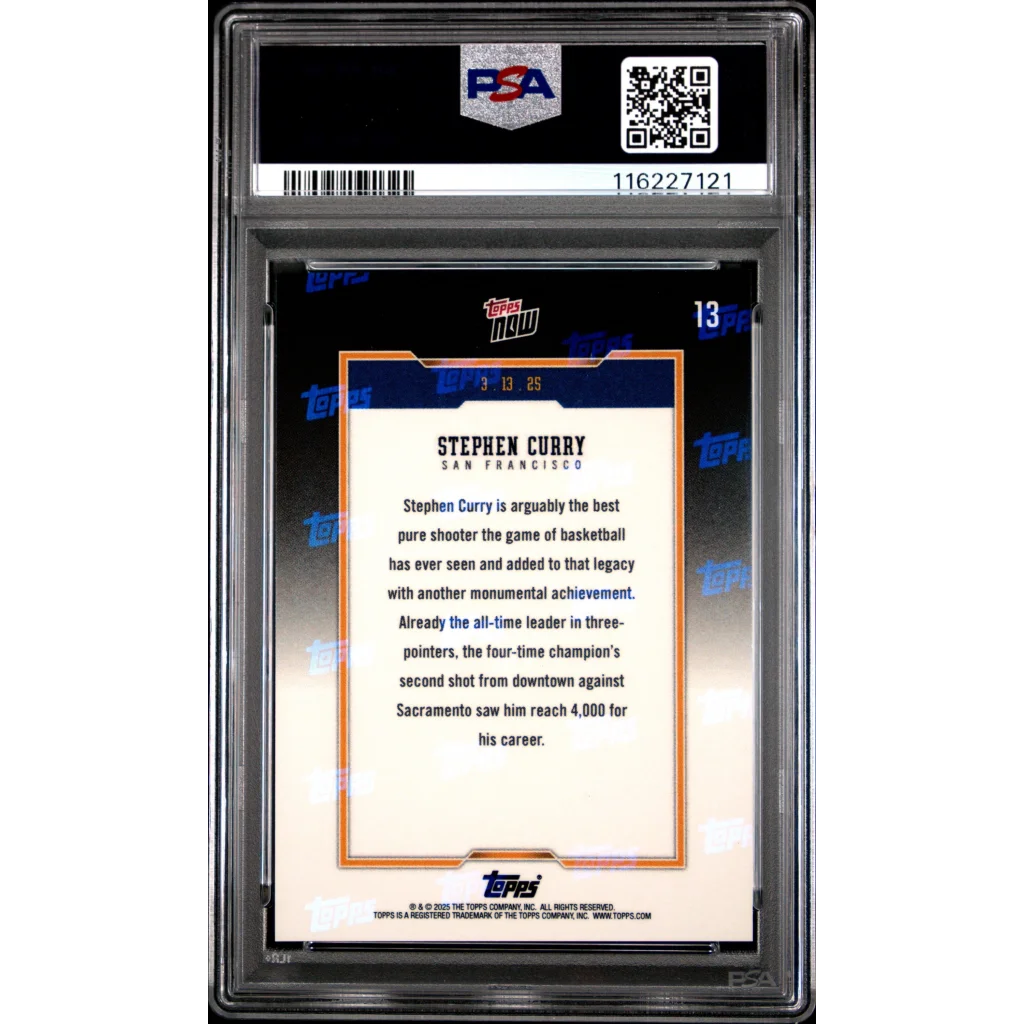 Graded 2024 Topps Now Steph Curry #13 Basketball Card PSA 10 Gem Mint