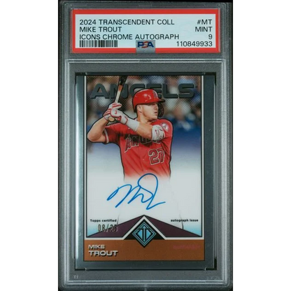 PSA 9 Mike Trout 2024 Transcendent Chrome Auto numbered MT baseball card