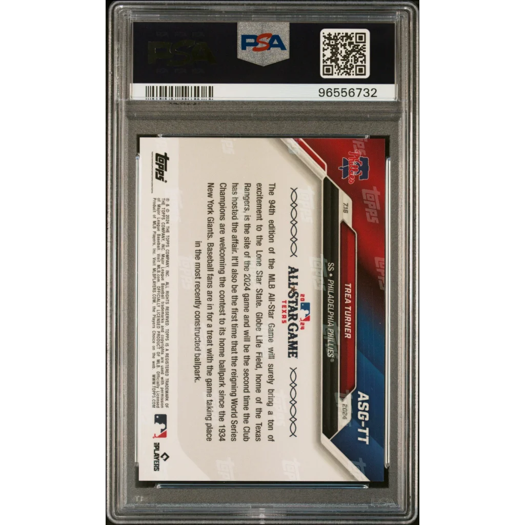 Graded PSA 10 Trea Turner 2024 All Star Game baseball card in mint condition