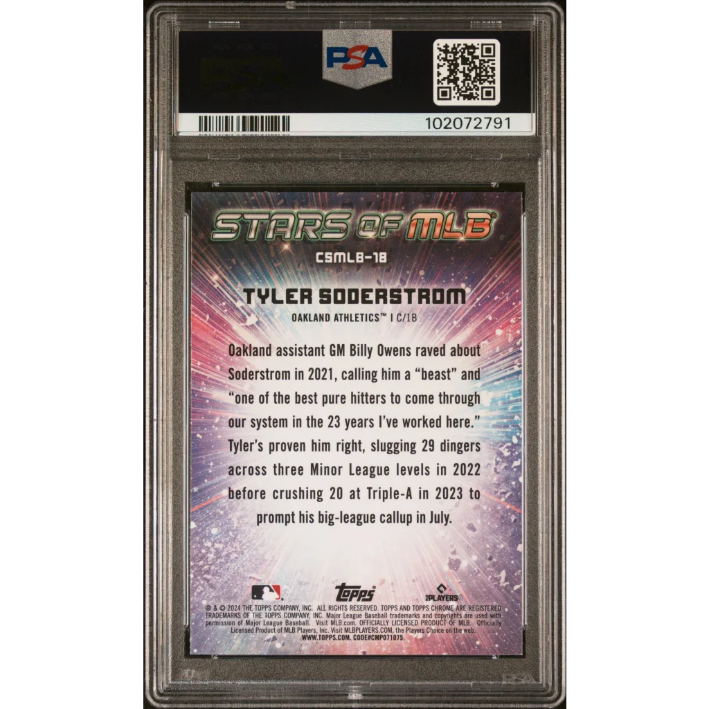 Graded 2024 Topps Tyler Soderstrom #CSMLB18 Stars of MLB Chrome Rookie RC Baseball Card PSA 10 Gem Mint | PSA 10 Gem Mint Graded Rookie Card | vintageantiquesgifts.com