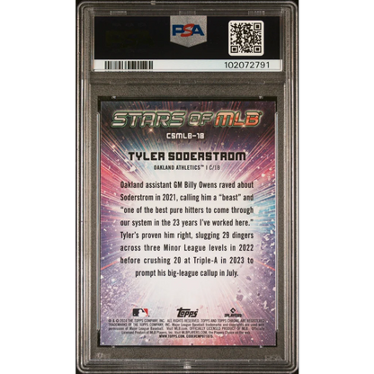 Graded 2024 Topps Tyler Soderstrom #CSMLB18 Stars of MLB Chrome Rookie RC Baseball Card PSA 10 Gem Mint | PSA 10 Gem Mint Graded Rookie Card | vintageantiquesgifts.com