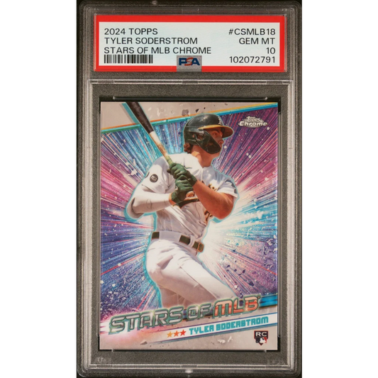 Graded 2024 Topps Tyler Soderstrom #CSMLB18 Stars of MLB Chrome Rookie RC Baseball Card PSA 10 Gem Mint | Hall of Fame Sports Memorabilia | vintageantiquesgifts.com