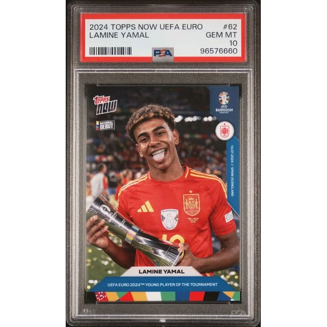 Graded PSA 10 2024 Topps Now UEFA Euro Lamine Yamal #62 Rookie Card
