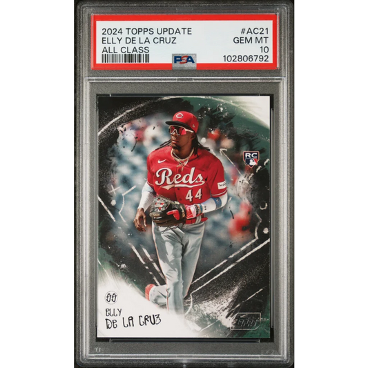 PSA graded Elly De La Cruz 2024 Topps Update baseball card from professional sports authenticator