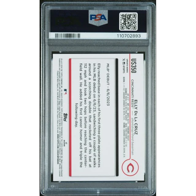 Graded 2024 Topps Update Elly De La Cruz #US350 Rookie RC Baseball Card PSA 10 Gem Mint | PSA 10 Gem Mint Graded Rookie Card | vintageantiquesgifts.com