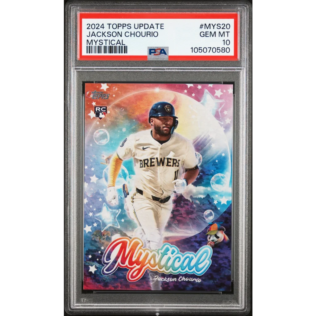 Graded 2024 Topps Update Jackson Chourio #MYS20 Mystical Rookie RC Baseball Card PSA 10 Gem Mint | Hall of Fame Sports Memorabilia | vintageantiquesgifts.com