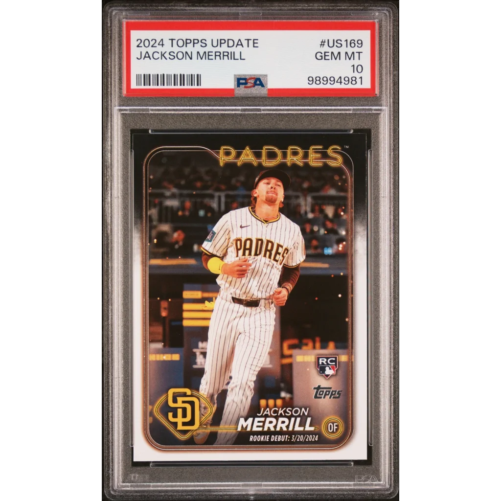 PSA Graded 2024 Topps Update Jackson Merrill Baseball Card front view