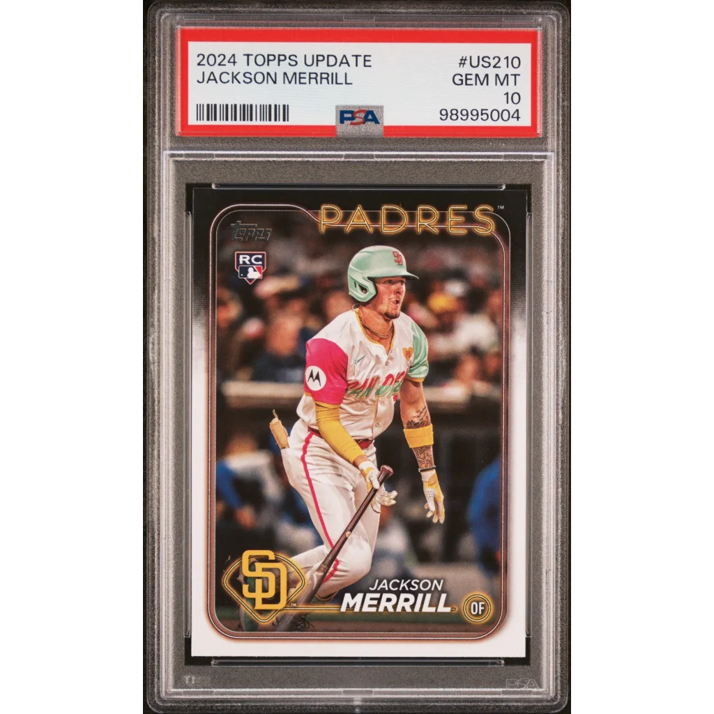 2024 Topps Update Jackson Merrill baseball card graded PSA GEM MT 10 by professional sports authenticator